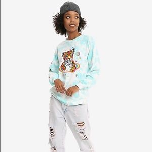 Lisa Frank Tie Dye Cosmic Leopard L/S Shirt EUC